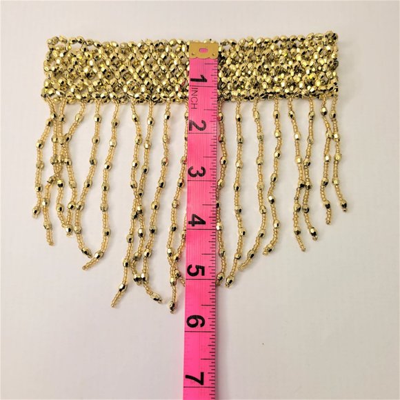 Gold Tassel Choker Necklace & Arm Wrist Jewelry Accessory Halloween Costume NEW - Picture 9 of 14